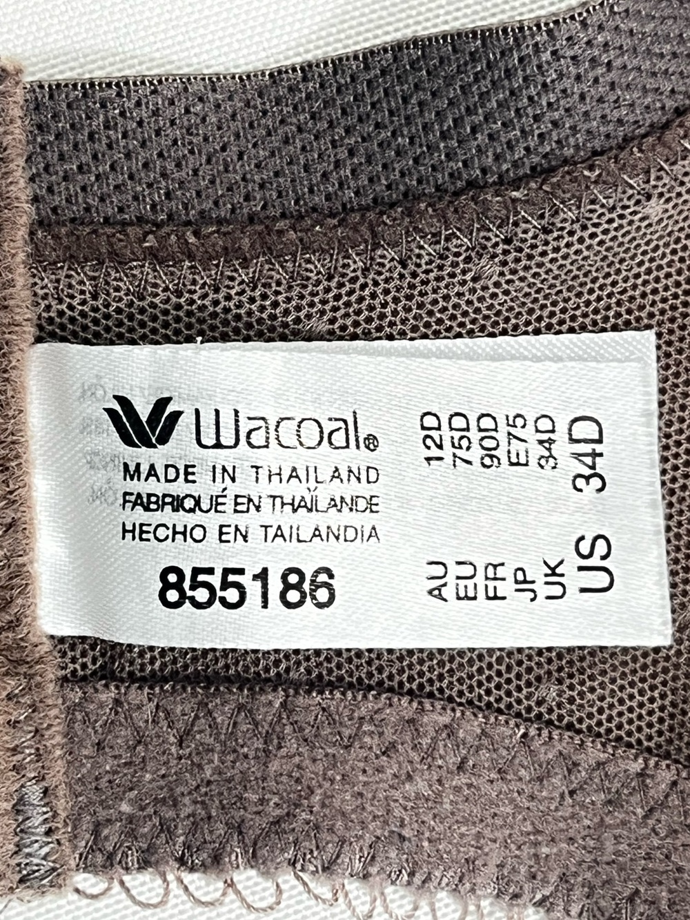 Wacoal Retro Chic 34D Underwire Bra, Mesh Panels, Cappuccino 855186 - Picture 7 of 9